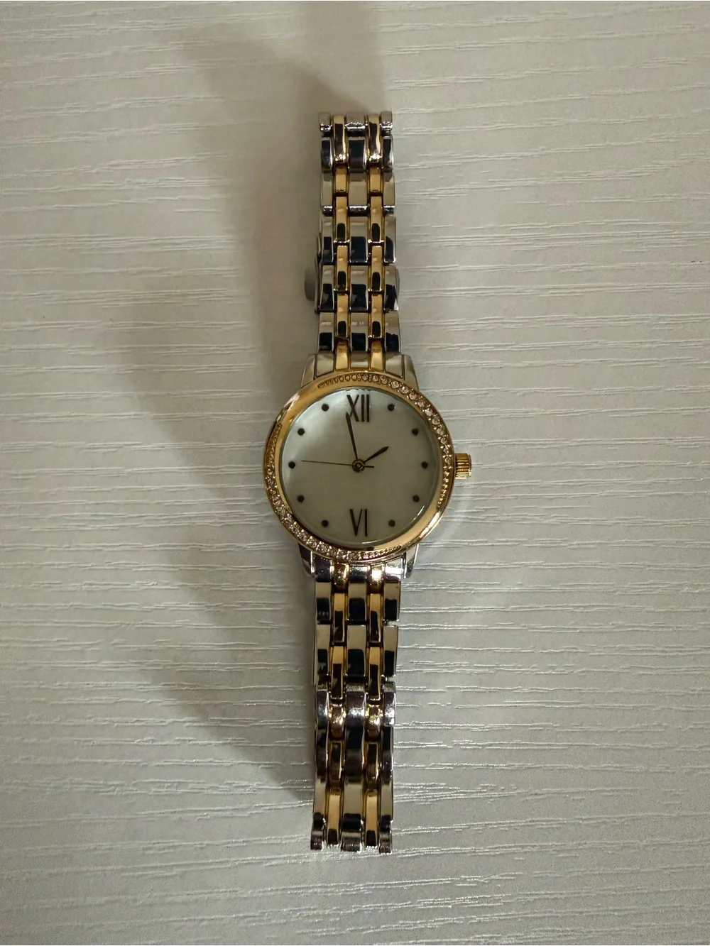 Two-Tone Gold and Silver Women's Bracelet Watch - Elegant Minimal Dial